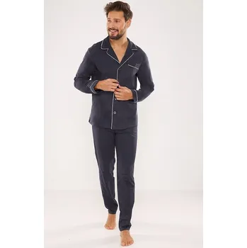 Pánské oblečení De Lafense pyžamo 729 Norberto dlouhé/r M-2XL pánské rozepínací grafit XXL