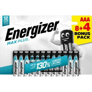 Článková baterie Alkalická baterie Energizer MAX PLUS AAA (R3) 8 kusů + 4