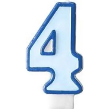 Svíčka PARTYDECO Narozeninová svíčka 4, modrá, 7 cm