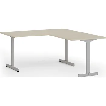 Psací stůl B2B Partner Rohový kancelářský stůl PRIMO BETA L, 160x180 cm, L/P, šedá podnož, bříza