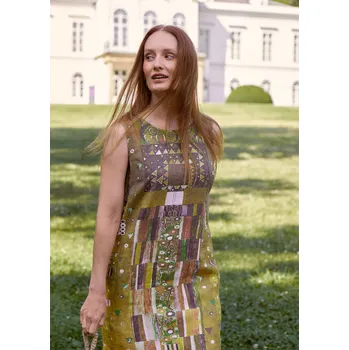 Dámské šaty Lněné 100% Lněné šaty Gustav Klimt Adele Bloch-Bauer II Velikost: EU 44
