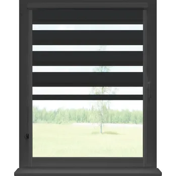 Roleta Dekodum Roleta den a noc v antracitové kazetě soft, barva látky Černá Šířka (cm): 31, Výška (cm): Standardní (do 150 cm), Strana mechanismu: Levá