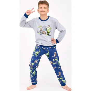 Pánská móda Cornette Young Boy 966/163 Dinosauří pyžamo délka/r 134-164 Modrá 158-164