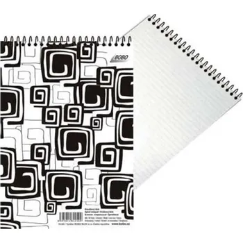 Blok BLACK & WHITE s horní plastovou spirálou A4, linka, 50 listů