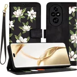 Techsuit Knížkové pouzdro s květinovým motivem pro Honor 200 pro Honor 200 Pro černá