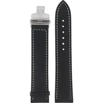 Řemínek na hodinky Kožený řemínek Junkers 22mm - černý/motýlová spona + 5 let záruka a dárek ZDARMA