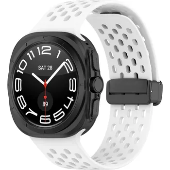 Příslušenství k chytrým hodinkám eses Silikonový dírkovaný řemínek s magnetickou přezkou pro Samsung Galaxy Watch Ultra 47 mm - Bílý