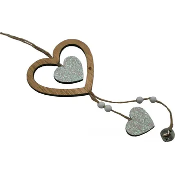 Dekorace závěsná srdce a rolnička 20cm 3001116