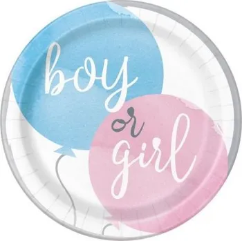 Talíř UNIQUE Talíře Gender Reveal - Boy or Girl - Kluk nebo Holka - 22 cm - 8 ks