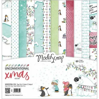 Moda Scrap sada papírů 12x12" - Unconventional X-mas