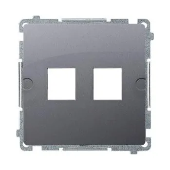 Elektrická zásuvka Simon BMPT/43 Teleinformační kryt zásuvek na Keystone plochá, dvojitá stříbrná