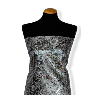 Metráž - Brokát Pes/Lam ČERNOSTŘÍBRNÝ VZOR Havana 14 - Černá, 145 cm