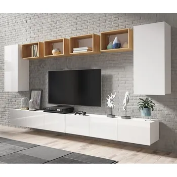Obývací stěna Obývací stěna CALABRINI b | 300 cm | 8 dílů T | bílá lesk