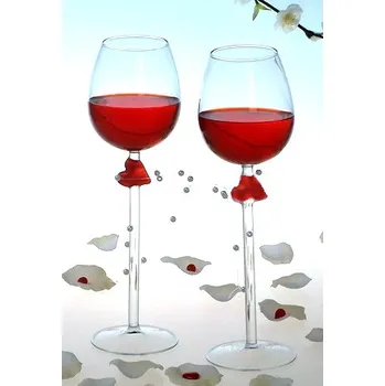 Vánoční dekorace Svatební sklenice na víno se srdcem - sada 2 kusů