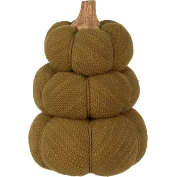 Bytová dekorace Zelená 3-patrová látková dekorace dýně Pumpkin - Ø 13*18 cm
