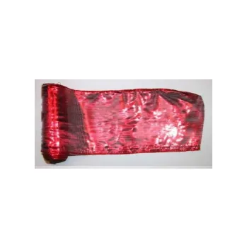 Svatební dekorace Lesklá organza obšitá, barva METALICKÁ ČERVENÁ, 12cm x 4,5 m, 1ks