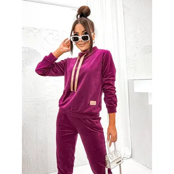 Dámský velurový komplet ve fuchsijové barvě (637) odstíny růžové XL (42)