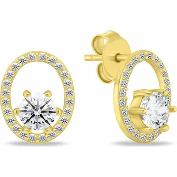 Náušnice Brilio Silver Slušivé pozlacené náušnice se zirkony EA1055Y + 2 měsíce na vrácení zboží