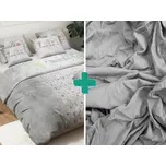 Šedá sada dětské povlečení NUMBERS + prostěradlo Jersey 90x200cm 200265248