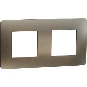 Schneider Electric NU280450M Unica Studio Metal - Krycí rámeček dvojnásobný, Bronze/Bílý