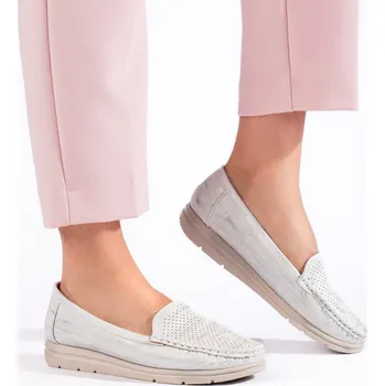 Dámské mokasíny Pěkné bílé mokasíny dámské bez podpatku 36