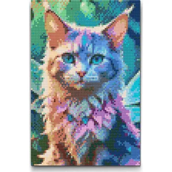 Diamantové malování Diamantové malování - Kouzelná okřídlená kočka Velikost: 20x30cm, Rámování: Pouze srolované plátno, Diamanty: Kulaté
