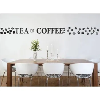 Samolepící dekorace Samolepka na zeď s otázkou TEA OR COFFE? 50 x 100 cm