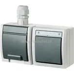 Famatel 19190 ATLAS IP65 Přepínač č.6+zásuvka vodorovně s vývodkou M20, na povrch, šedá