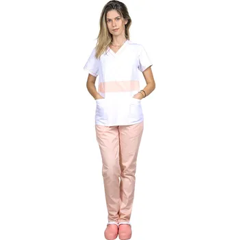 Zdravotnický oděv Zdravotnický set - bílý/broskvový - dámský | drinuniforma.cz