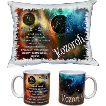 Dekorativní polštářek Znamení Kozoroh dárkový set (ZNAMENÍ ZVĚROKRUHU)