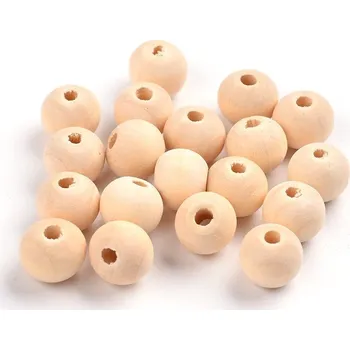 Dětské navlékací korálky Korálky dřev., natural, přírodní, 10mm, 20ks/bal.