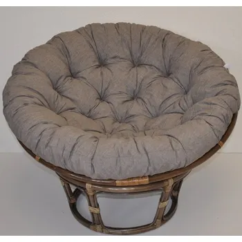 Nábytek Axin Trading s.r.o. Ratanový papasan 110 cm hnědý polstr šedý melír