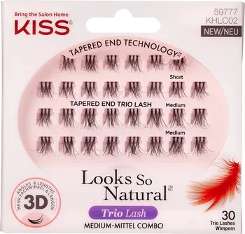 Umělé řasy KISS Look So Natural Trio Lash KHLC02 30 ks S/M