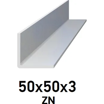 Stavební profil Ocelová tyč tvaru L 50x50x3, (L-profil), ZN 6 m (J-L50x50x3-ZN-6)