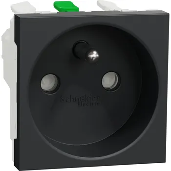 Elektrická zásuvka Schneider NOVÁ UNICA zásuvka jednonásobná s clonkami bezšroubová NU305954E 250V/16A 2P+ E ANTRACIT