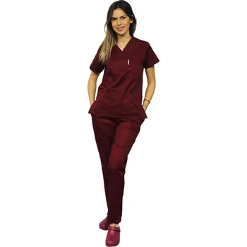 Zdravotnický oděv Tmavě červený zdravotnický set - dámský | drinuniforma.cz