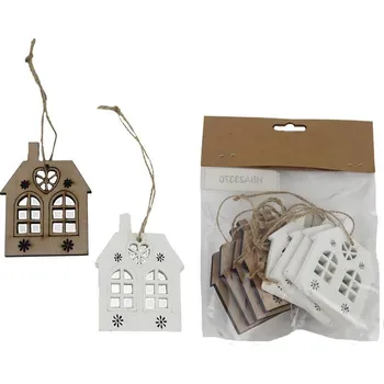 Vánoční dekorace Domeček k zavěšení, 8 ks D6587