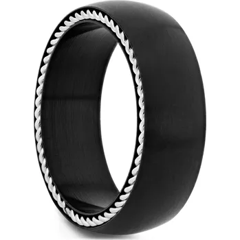 Prsten Sentio | Černý drátěný prsten z nerezové oceli - Lucleon