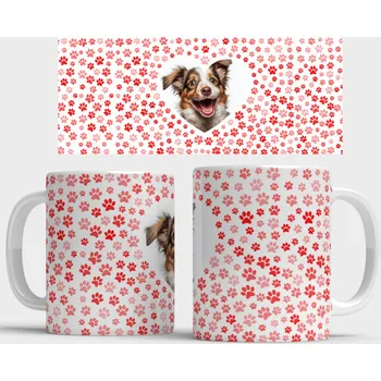 Hrnek Srdce celopotisk Fotografie s tlapkama - Žlutá