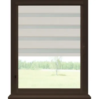 Roleta Dekodum Roleta den a noc v hnědé kazetě zatemňovací, barva látky Písková Šířka (cm): 102, Výška (cm): Standardní (do 150 cm), Strana mechanismu: Práva