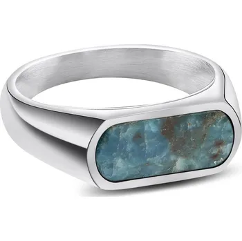 Prsten Orisun | Pečetní prsten z&nbsp;nerezové oceli stříbrné barvy s&nbsp;kamenem apatit - Arkai