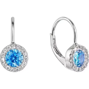 Náušnice Stříbrné náušnice dětské kulaté se zirkony 11475.3 aqua