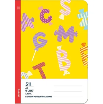 Dětské zboží Školní sešit 511 s 2 pom. linkami Optys II.