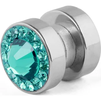 Náušnice 8mm modrá křišťálová magnetická náušnice - Fort Tempus