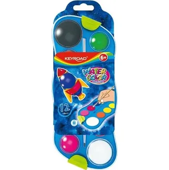 Vodová barva Vodové barvy KEYROAD s malířskou paletou, 12 barev 487.460