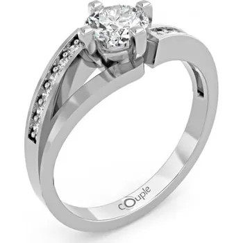 Prsten Couple, Zajímavý prsten Tilde, bílé zlato se zirkony, vel. 55, prům. 17.5 mm, 585-66-1-0277.1B00.0.55.001