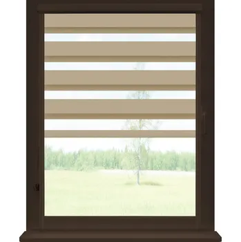 Roleta Dekodum Roleta den a noc v hnědé kazetě soft, barva látky Tmavě béžová Šířka (cm): 31, Výška (cm): Standardní (do 150 cm), Strana mechanismu: Levá