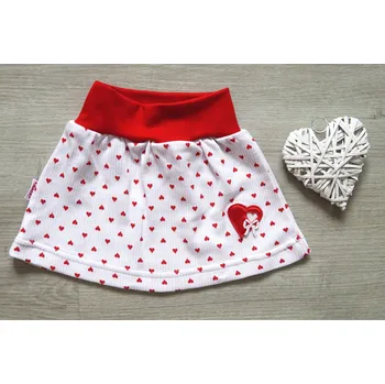 Dívčí šaty AMÁLKA Bavlněná sukýnka, červené srdíčka Velikost: 92-98