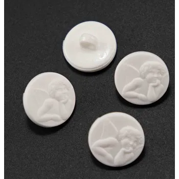 Knoflík Knoflík se spodním přišitím - bílý s andílkem - průměr 1,3 cm