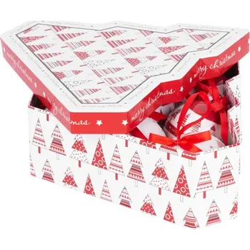 Vánoční dekorace KOULE MAGICHOME VÁNOCE, 6 ks, červeno/bílé, 7,5 cm